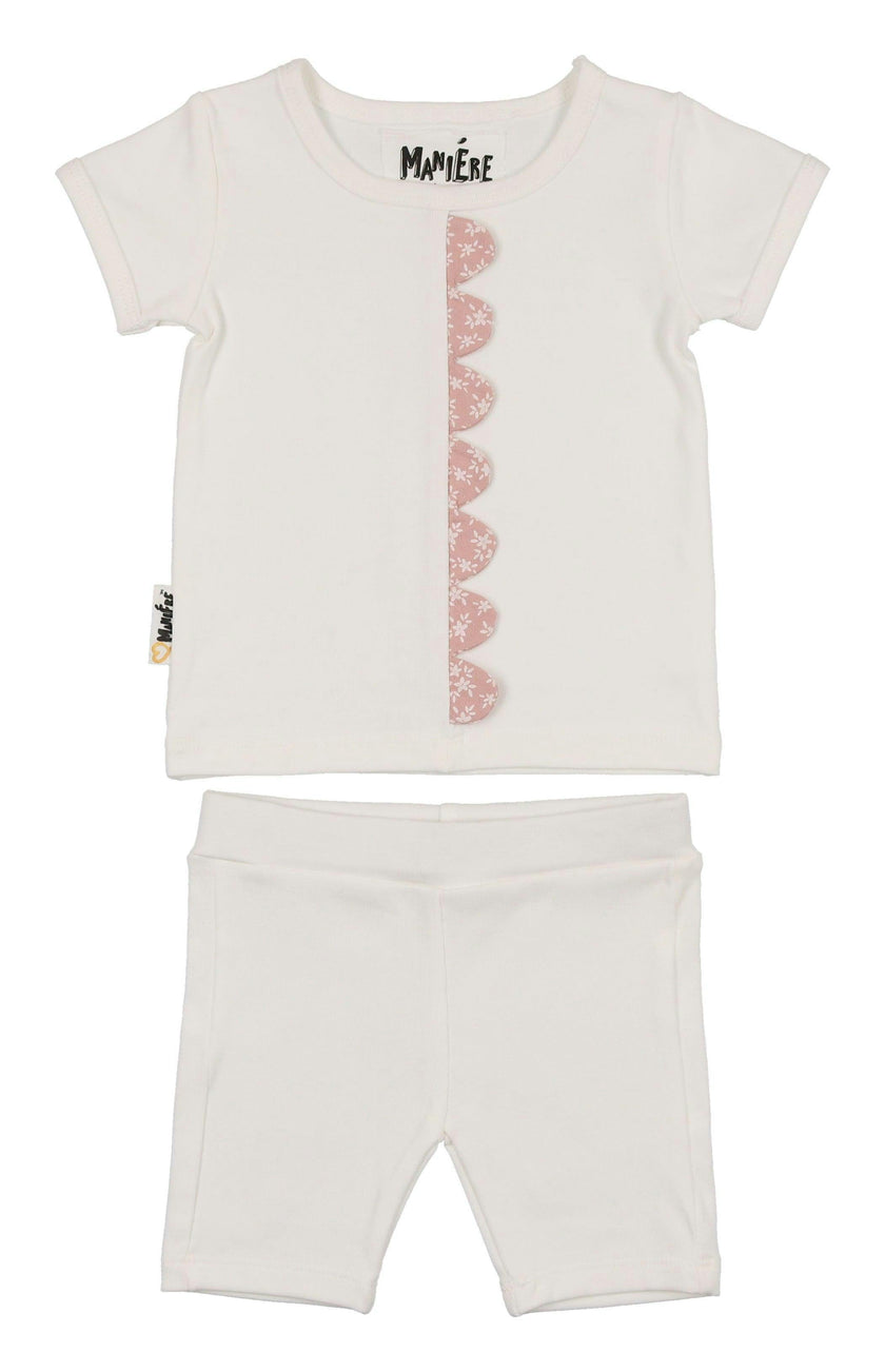 Floral Scalloped Front Top & Short Set