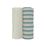 Stretch Knit Swaddle Blanket 2 Pack - Blue Vintage Stripe