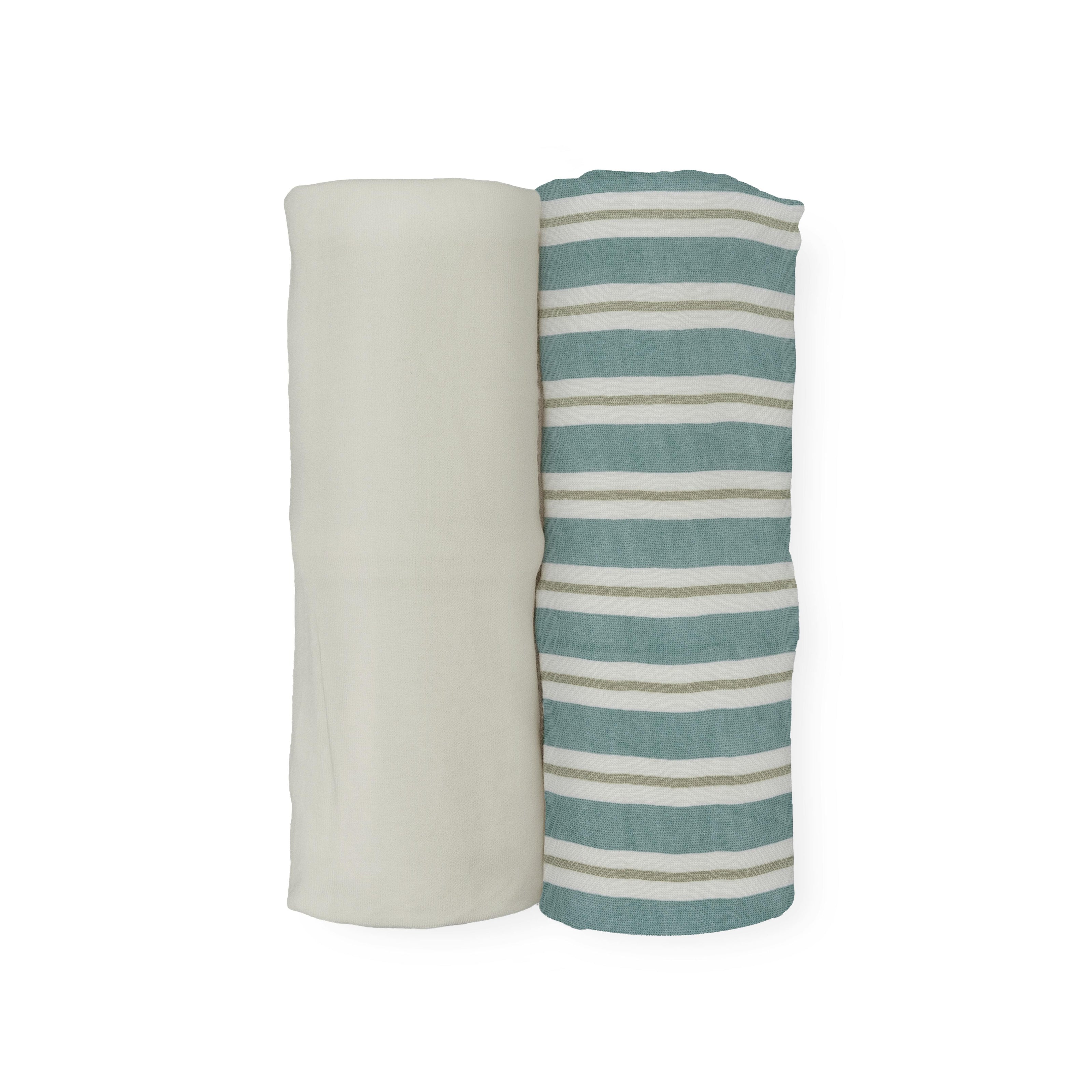 Stretch Knit Swaddle Blanket 2 Pack - Blue Vintage Stripe