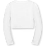 Organic Long Sleeve Scallop Detail Cardigan Sweater, White