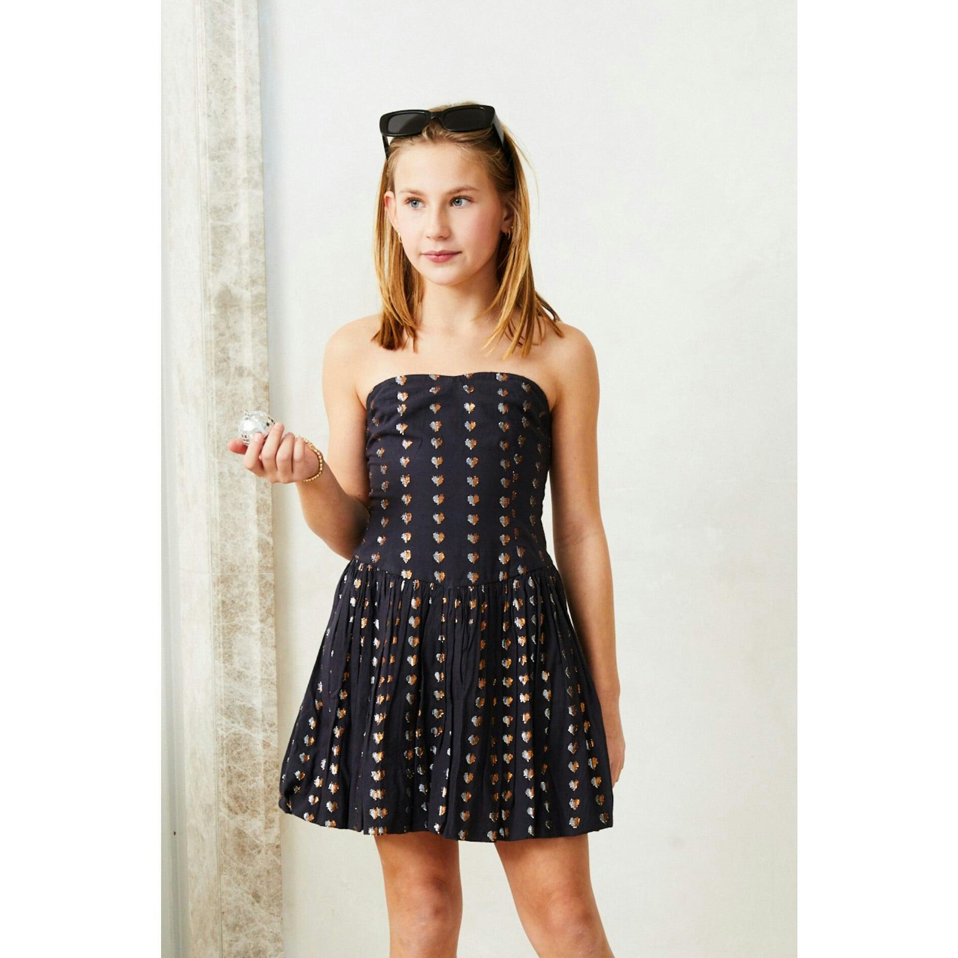 Daniela Lurex Heart Bubble Dress -Black