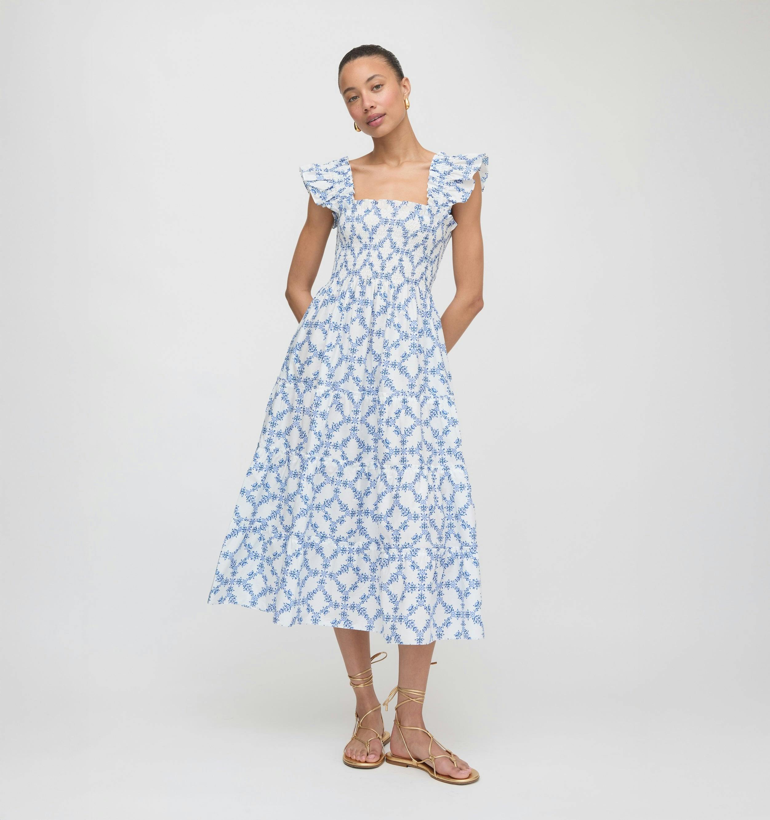 The Ellie Nap Dress - Blue Marigold Block