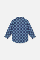 Chambray Shirt Blue Checkered Print