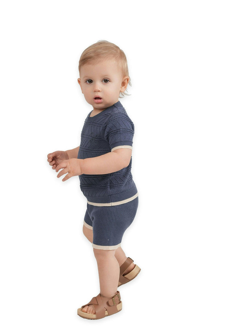 Textured Knit Shorts Set