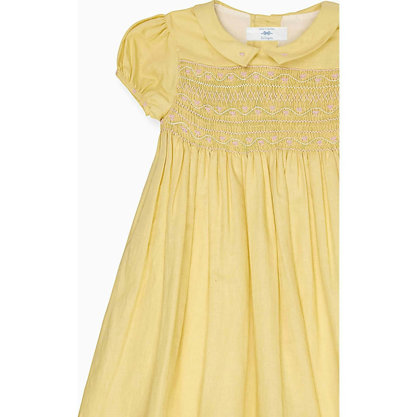 Nicky Hilton x La Coqueta Lemon Dolly Girl Hand-Smocked Dress