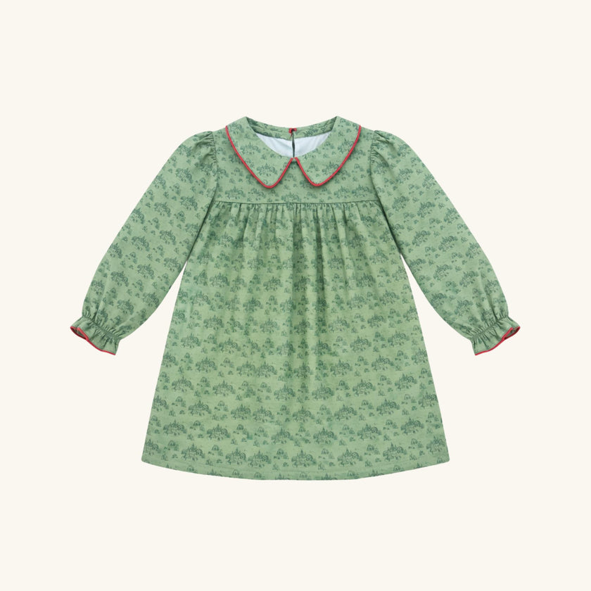 Girls' Holiday Dress in Christmas Village