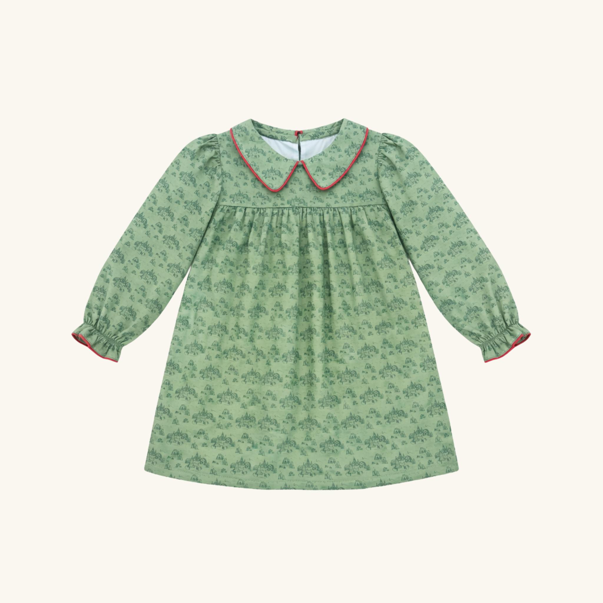Girls' Holiday Dress in Christmas Village