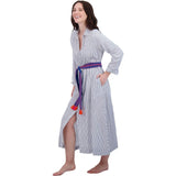 Anais Women's Button Front Shirtdress Marine Stripe, Blue