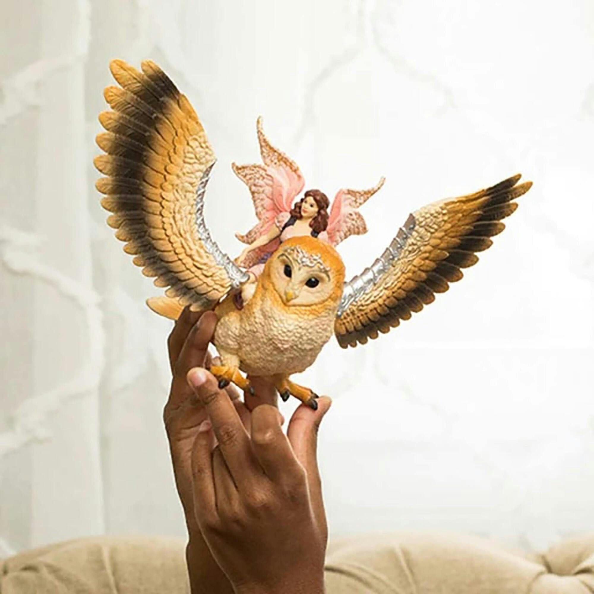 Schleich Bayala: Fairy In Flight On Glam-Owl  - 2pc Figurine Playset