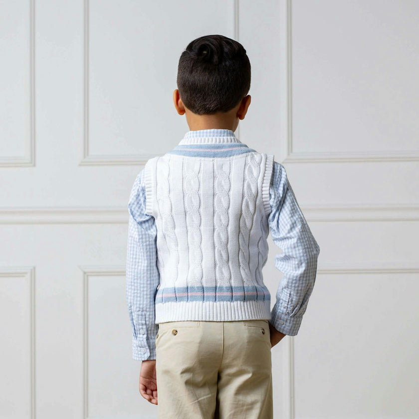 Organic Long Sleeve Seersucker Button Down Shirt, Blue