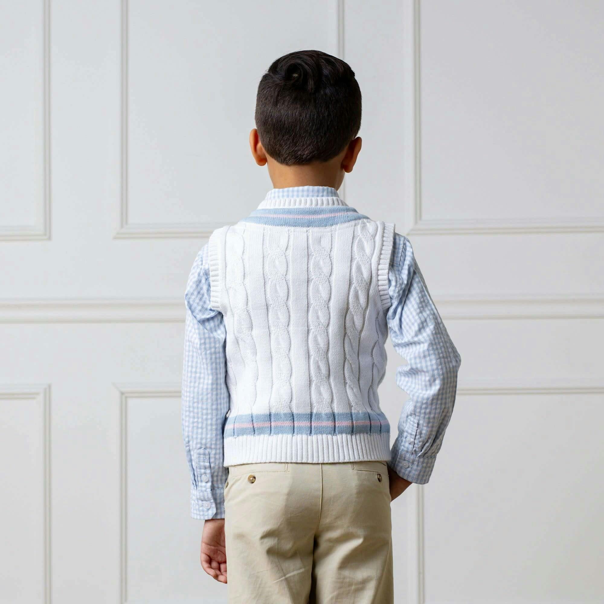 Organic V-Neck Cricket Sweater Vest, White