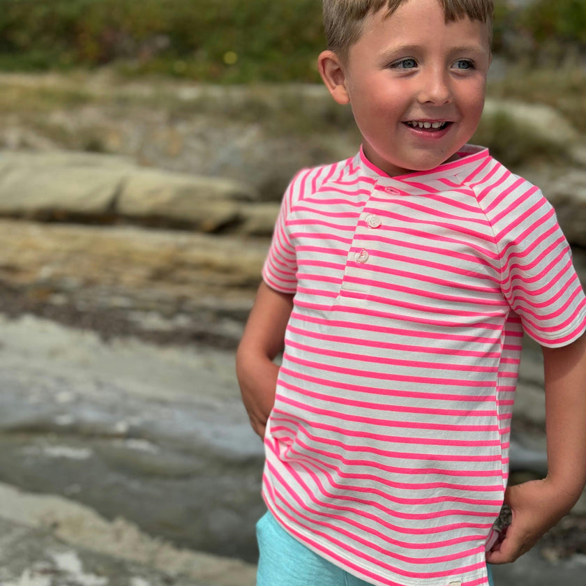 FRIGAT NEON PINK Stripe  Henley