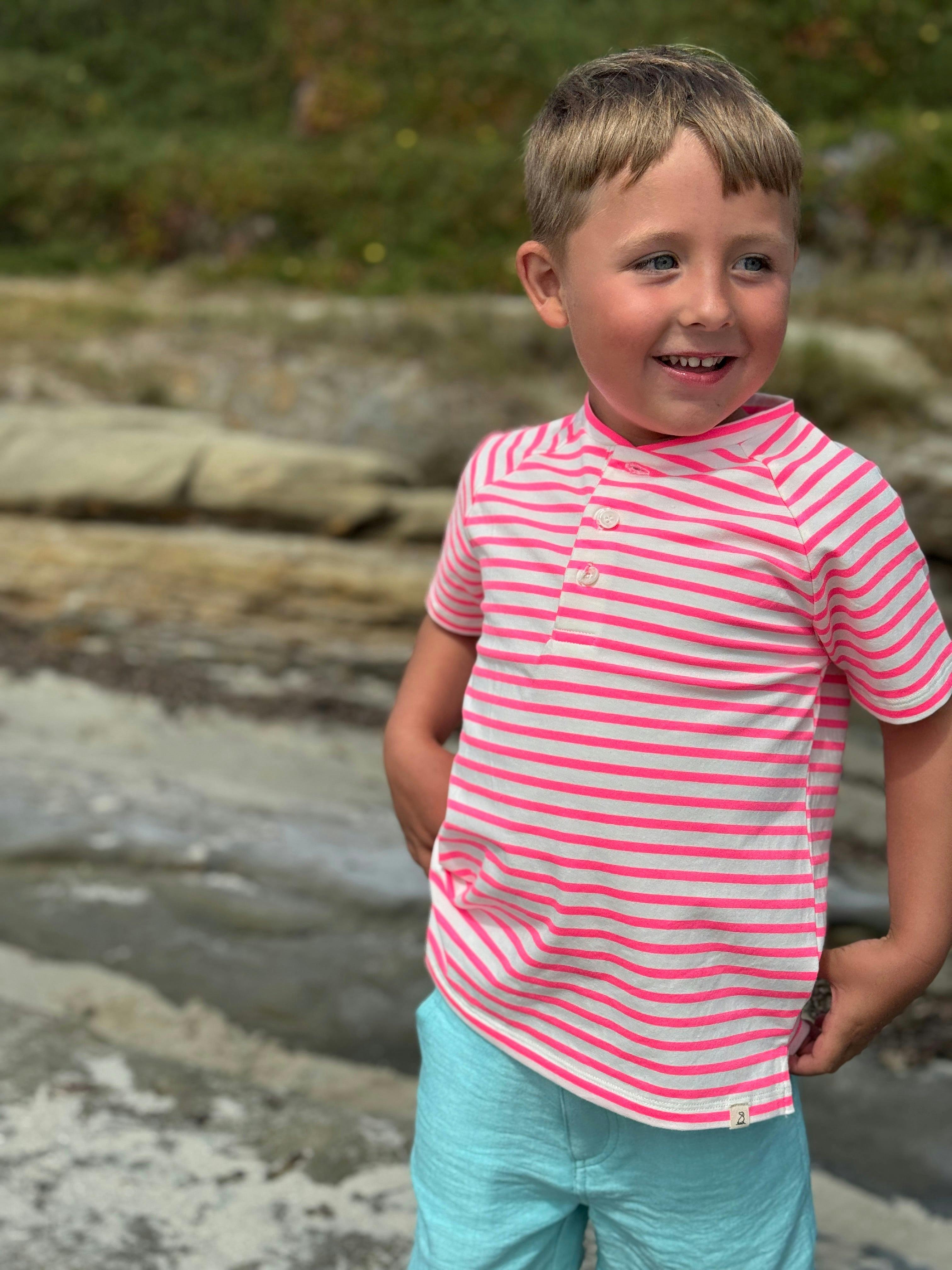 FRIGAT NEON PINK Stripe  Henley