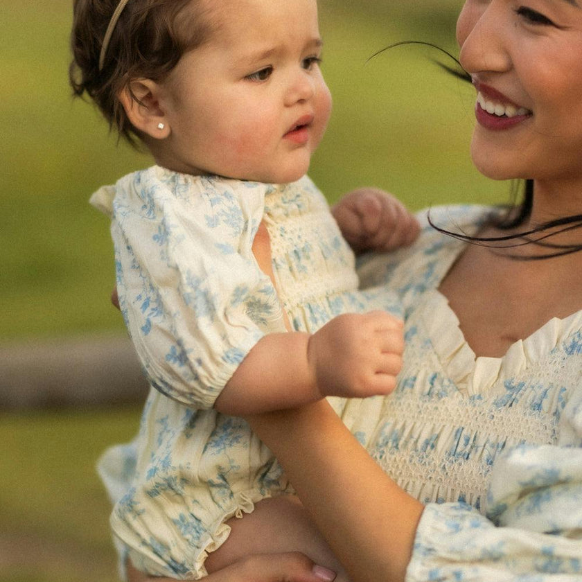 Baby Roselyn Romper in Ivory Porcelain Fleur