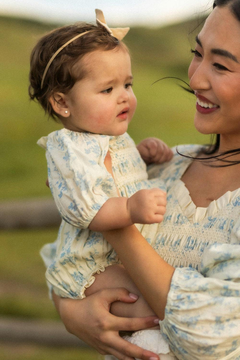 Baby Roselyn Romper in Ivory Porcelain Fleur