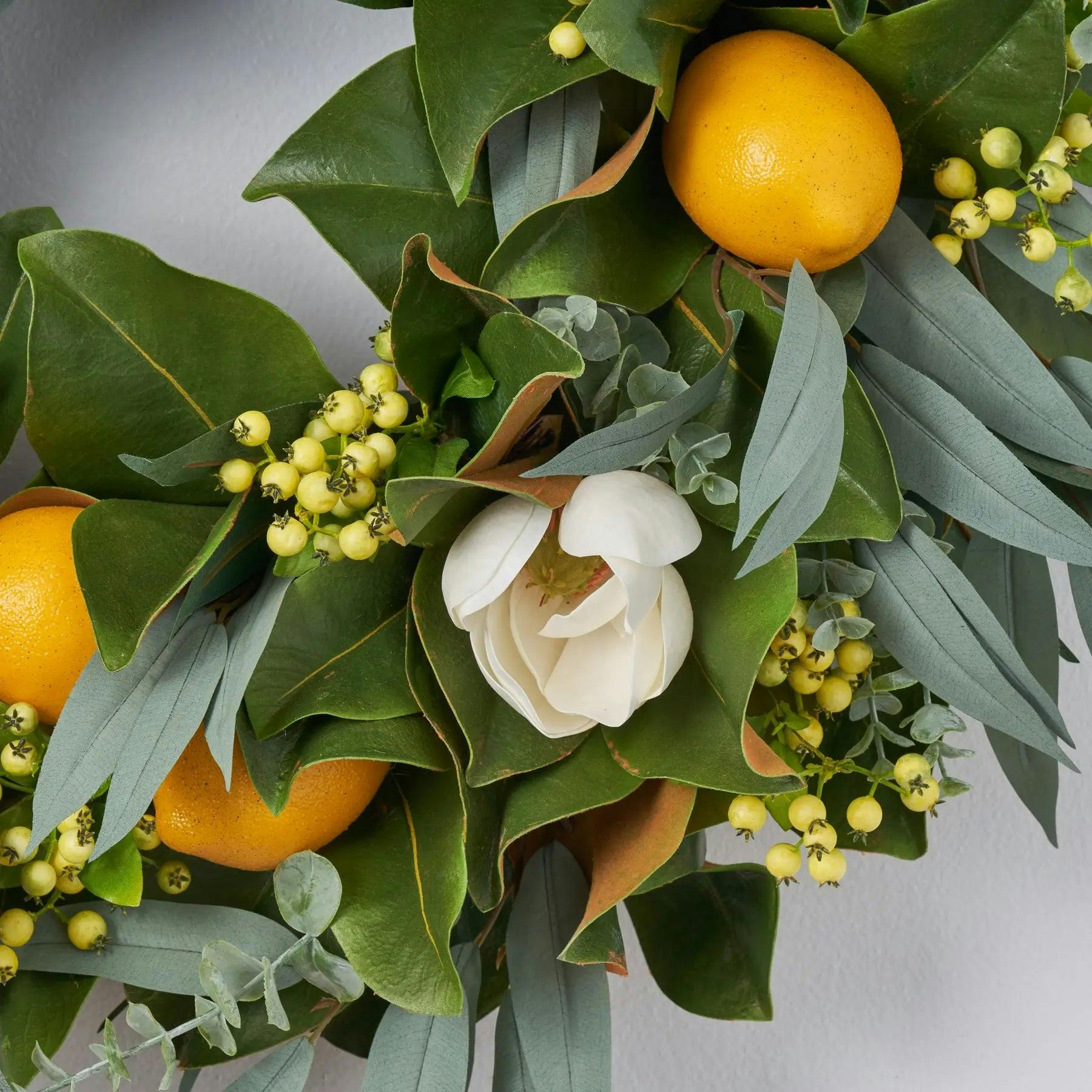 Fresh Citrus Real Touch Magnolia & Lemons, Eucalyptus Spring Estate Wreath