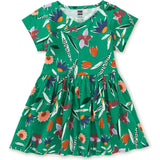 Short Sleeve Wrap Neck Dress, Green