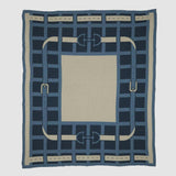 Cotton Sustainable Knit Throw Blanket - Equestrian Lattice