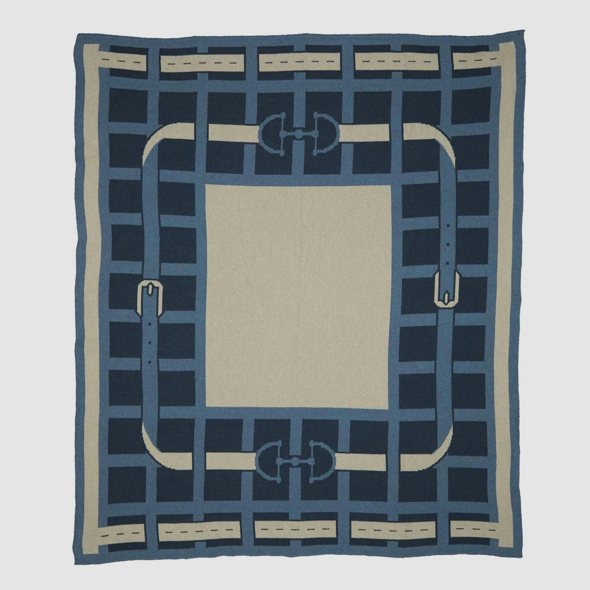 Cotton Sustainable Knit Throw Blanket - Equestrian Lattice