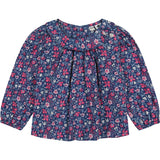 Sadie Side Floral Peter Pan Collar Bubble Sleeve Blouse, Pink