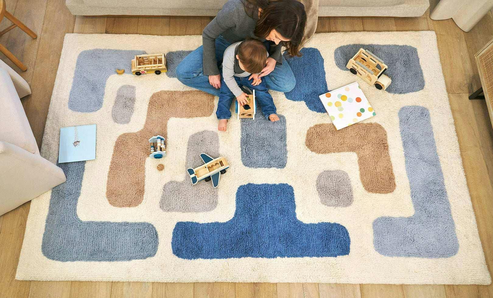 Stacked Washable Wool Area Rug