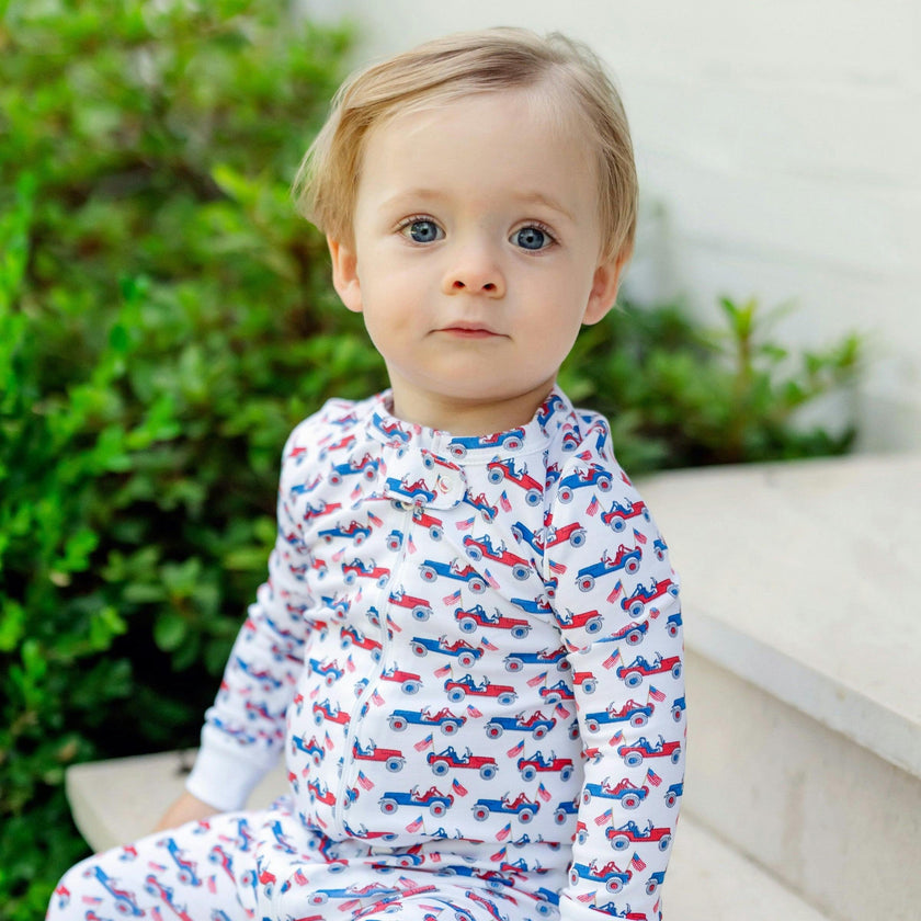 Parker Boys' Zipper Pajama - Patriotic Jeeps