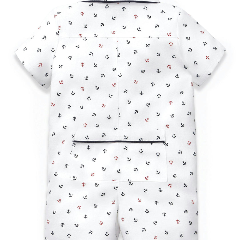 Baby's Twill Summer Romper in Anchors Away White
