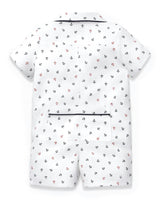 Baby's Twill Summer Romper in Anchors Away White