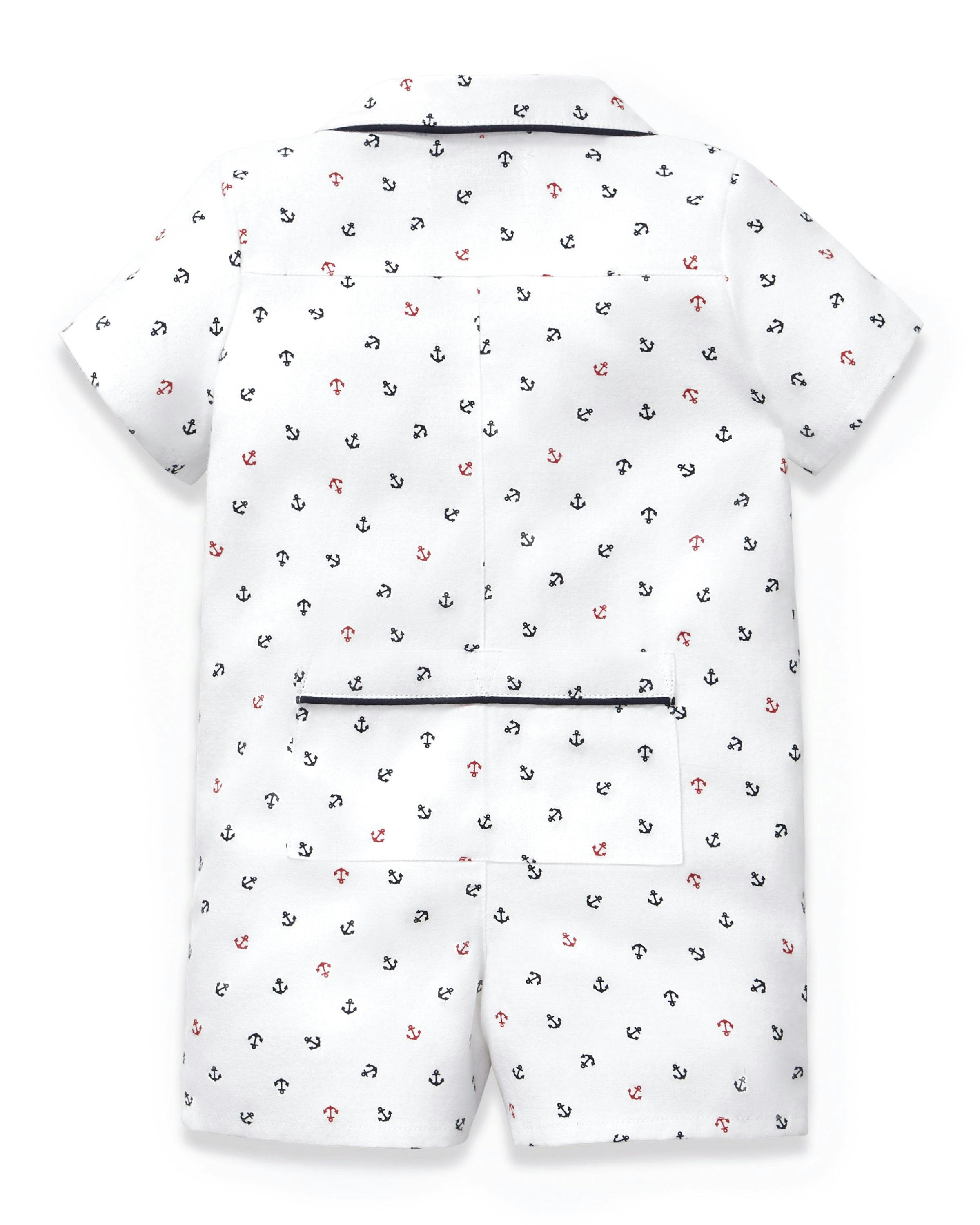 Baby's Twill Summer Romper in Anchors Away White
