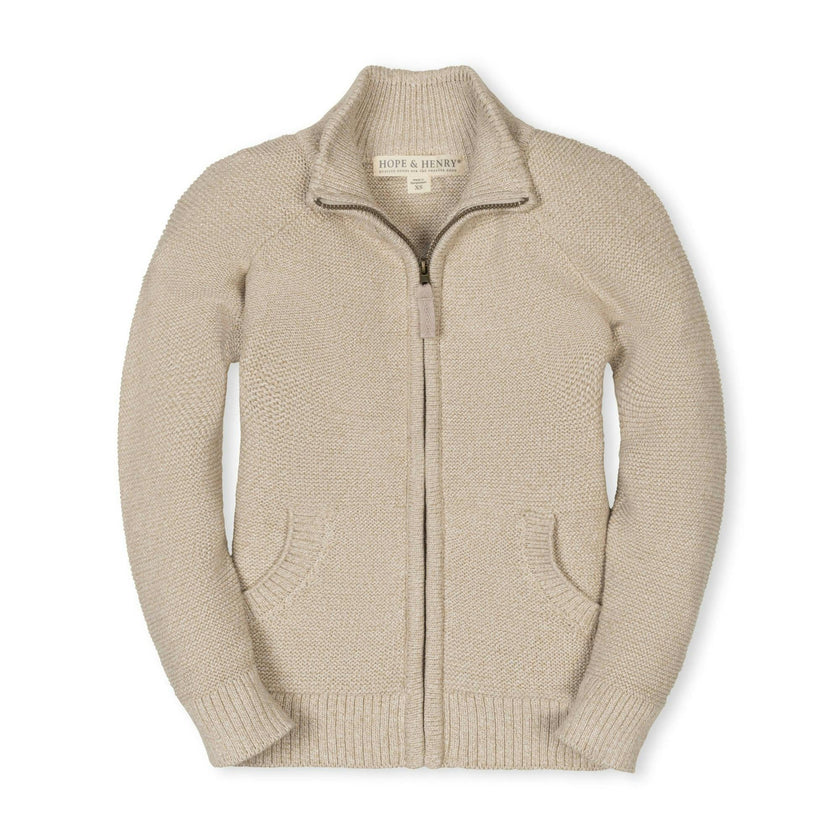 Organic Full Zip Mock Neck Sweater
