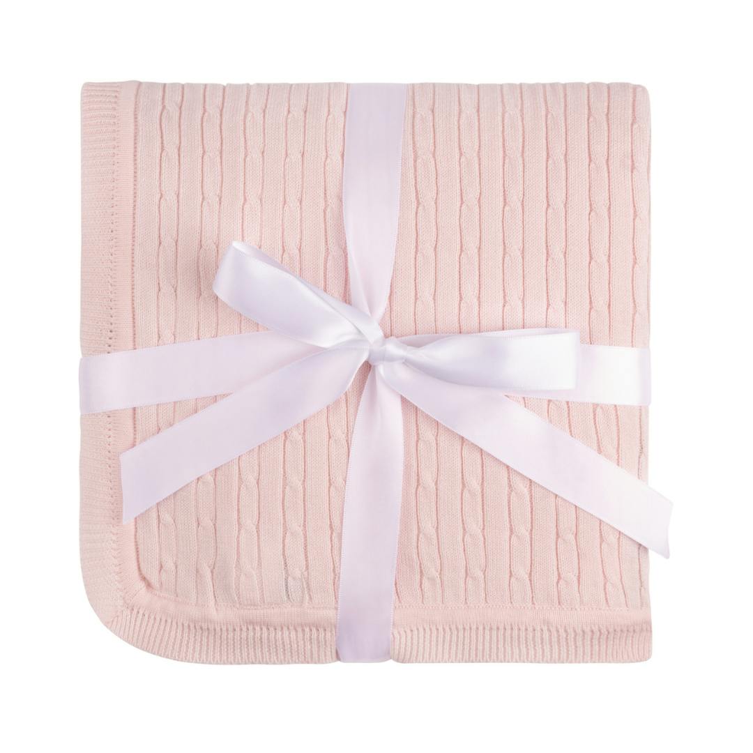 Cable Knit Blanket Pink
