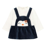 Navy Penguin Pinafore Dress
