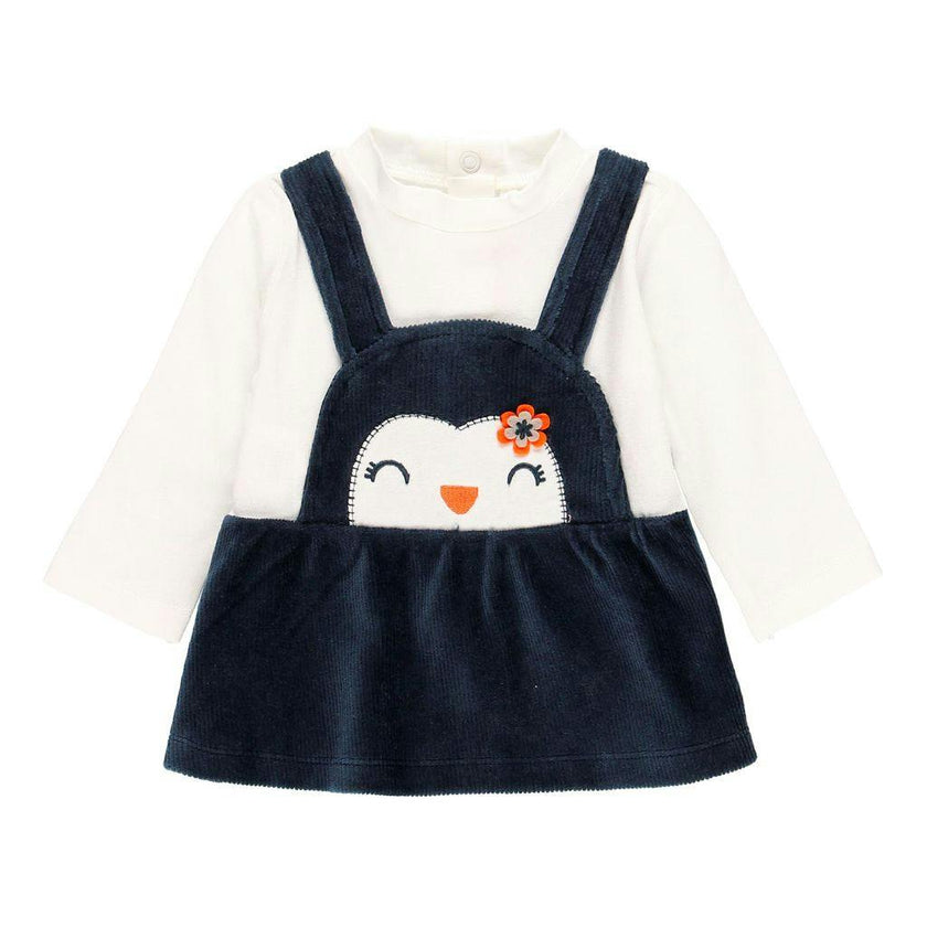 Navy Penguin Pinafore Dress
