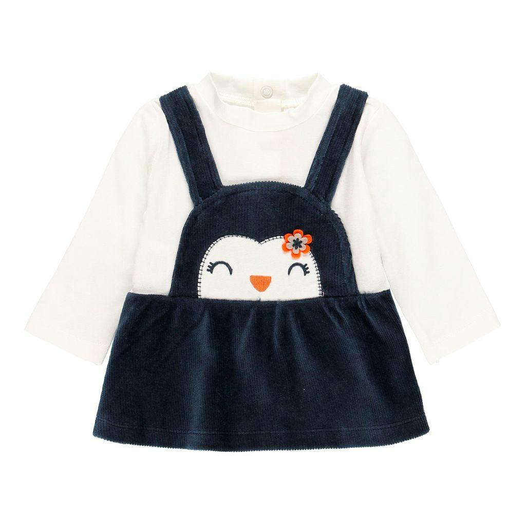 Navy Penguin Pinafore Dress