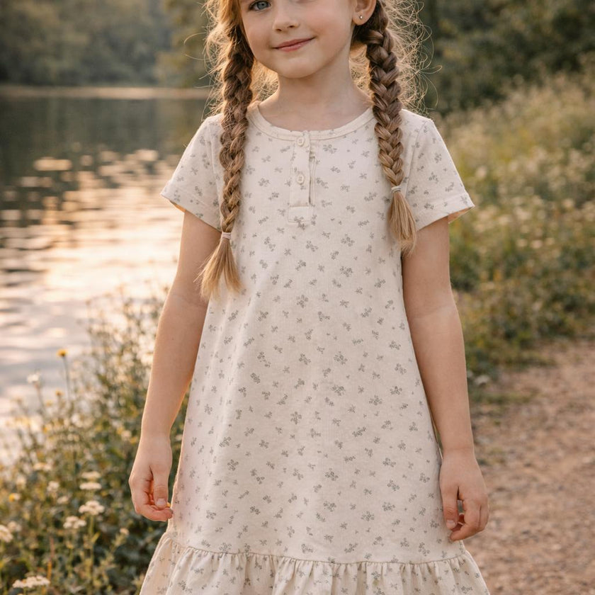 Printed Gauze Short Sleeve Dress