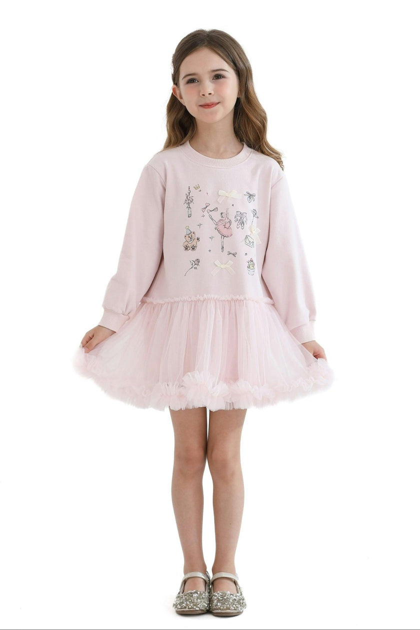 Pink Ballet Ruffle Bow Dress
