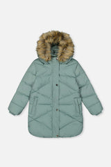 Long Winter Puffer Coat Sage Green