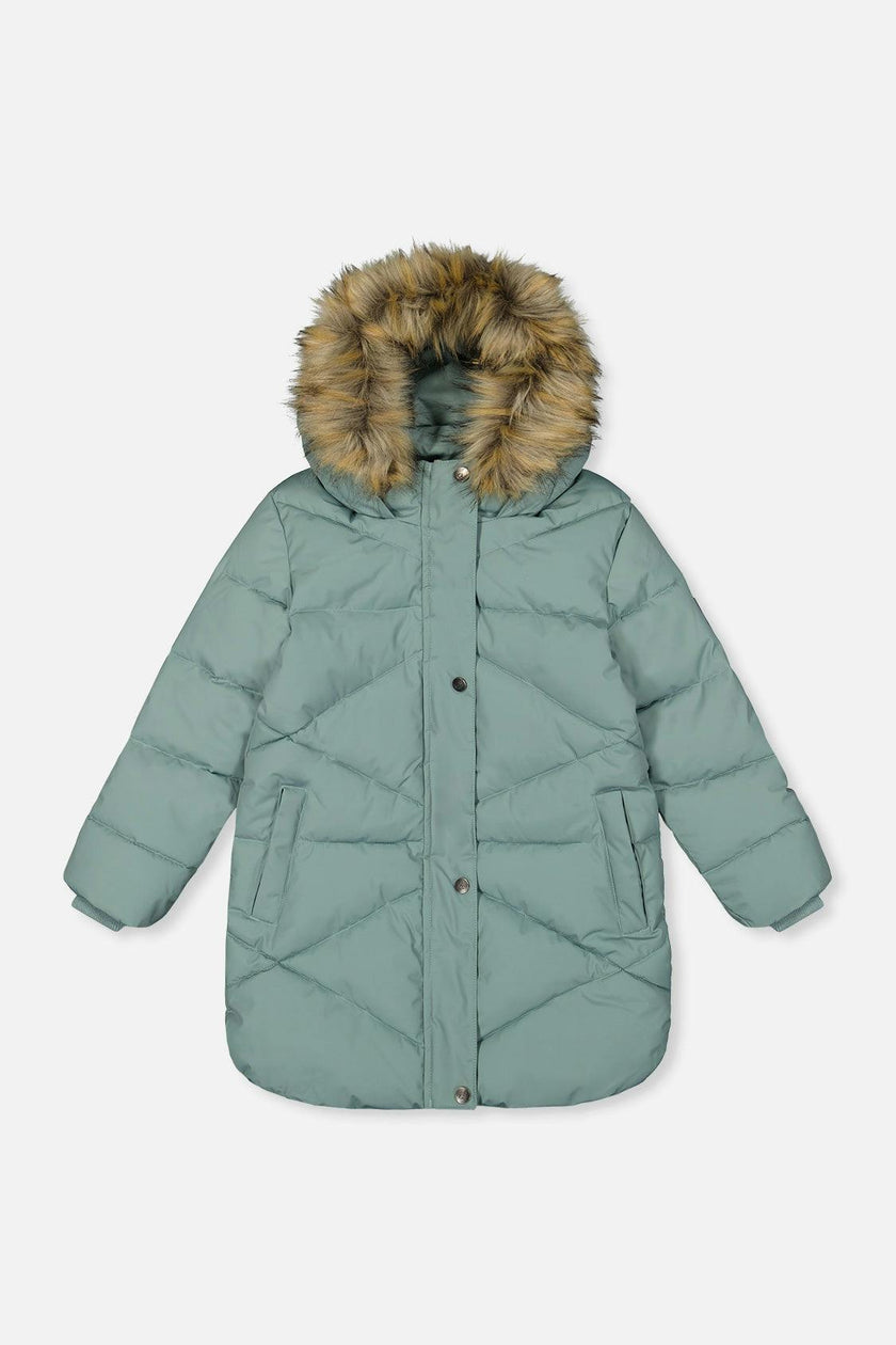 Long Winter Puffer Coat Sage Green