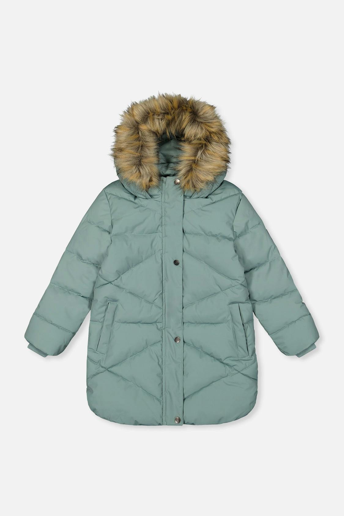 Long Winter Puffer Coat Sage Green