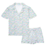 Palm Beach Women's Button Front Short Pajama Set, Multi