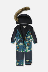 Kids One Piece Discover Snowsuit Blue Bear Print