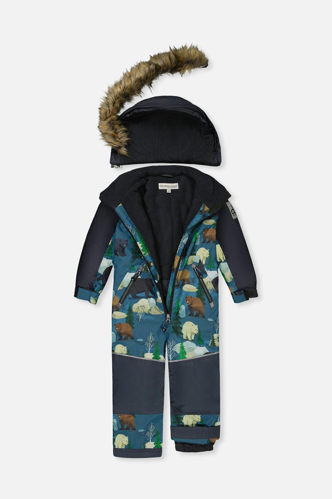 Kids One Piece Discover Snowsuit Blue Bear Print