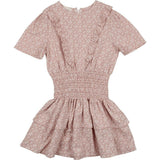 Textured Floral Short Sleeve Peplum Dress