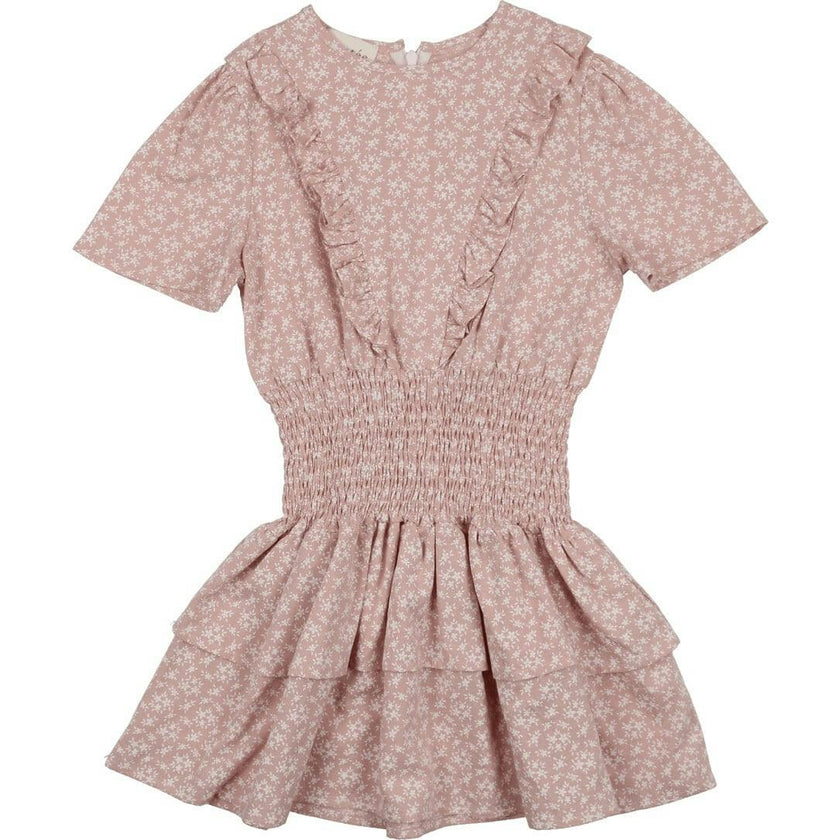 Textured Floral Short Sleeve Peplum Dress