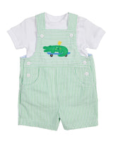 Seersucker Shortall With Skateboarding Gator