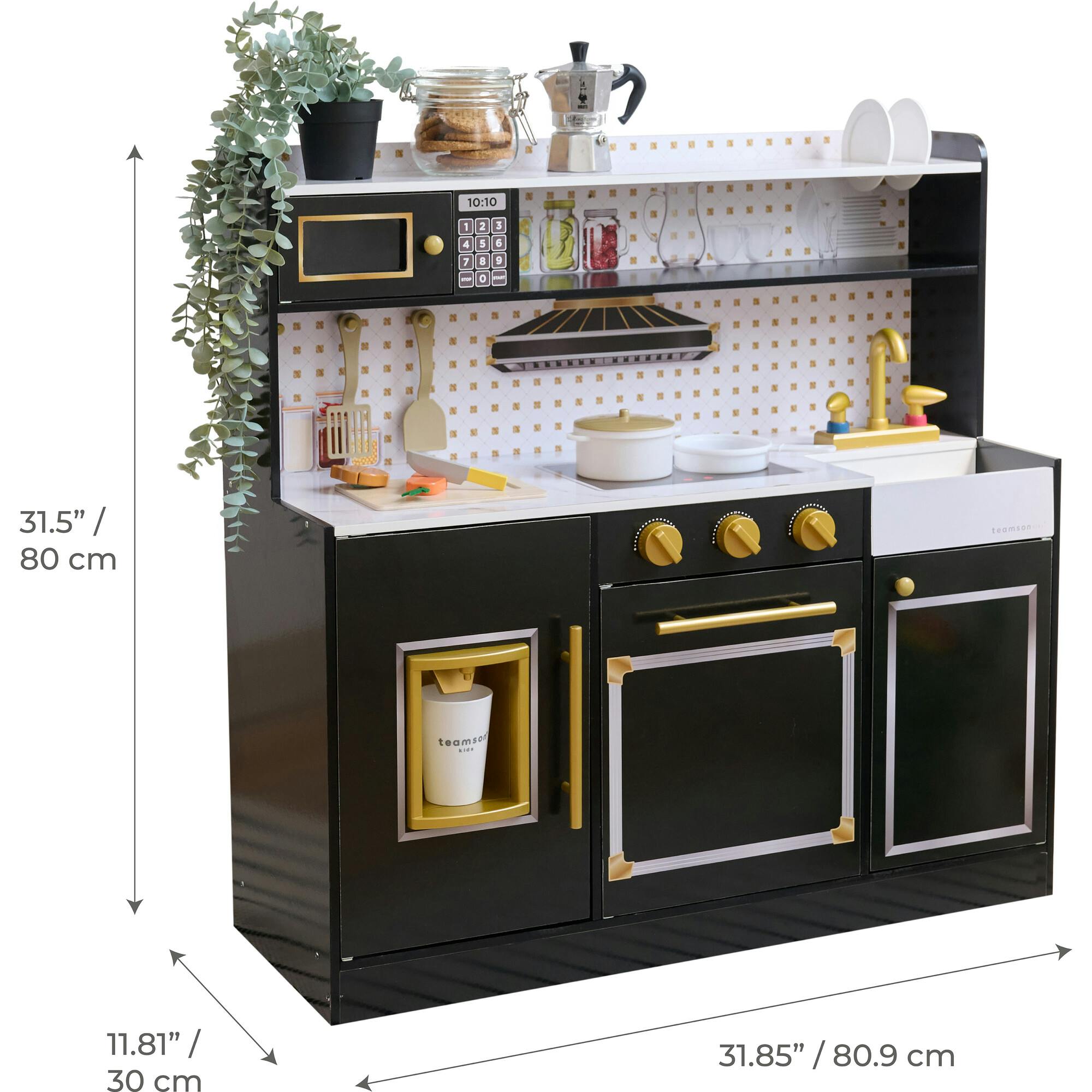 Teamson Kids Little Chef St. Louis 2-Pcs Wooden Play Kitchen with 15 Accessories