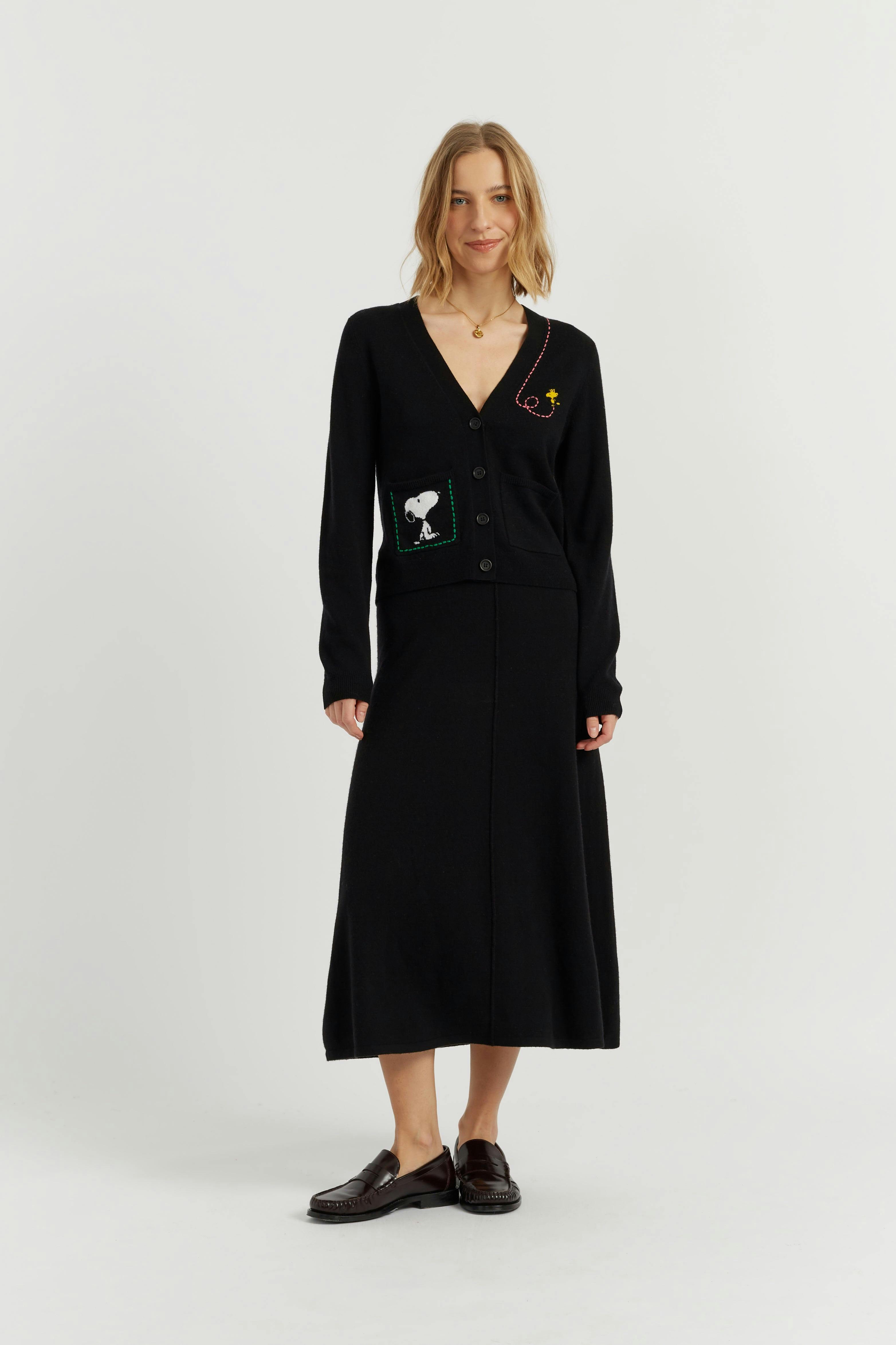 Wool-Cashmere Snoopy Pocket Cardigan