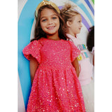 Margot Sequin Velour Short Flared Sleeve Dress