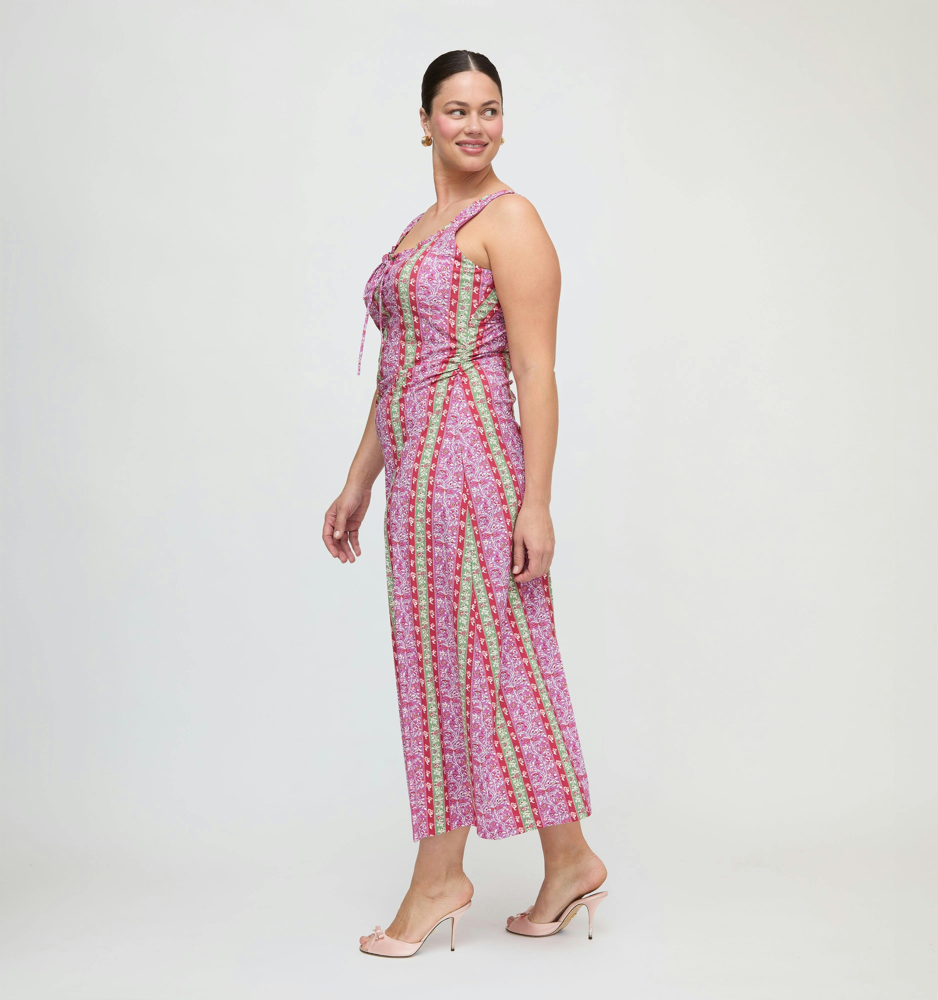 The Coraline Dress - Sunset Etched Floral Stripe
