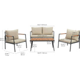 Teamson Home Cushioned Backrest & Wood Armrests Outdoor Conversation Set
